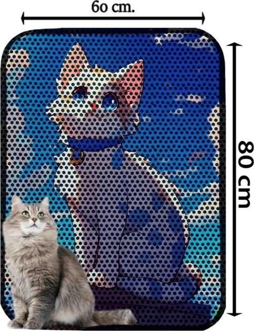 Büyük Boy Elekli Tuvalet Önü Desenli Kedi Kumu Paspası 60 X 80 Cm