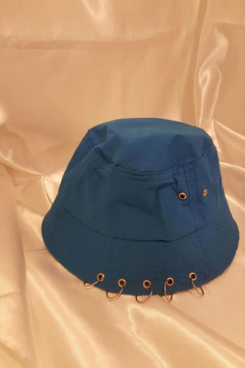Şapka Bucket Şapka Balıkçı Kova Şapka Unisex Yuvarlak Şapka Mavi
