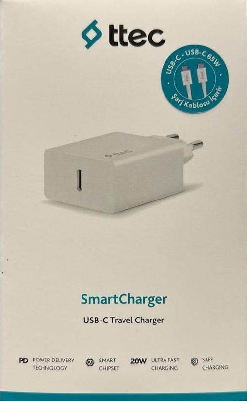 2scs22bc Smartcharger Pd 20w Seyahat Hızlı Şarj Aleti+usb-c - Usb-c 3a Kablo Beyaz
