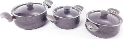 Granit Güveç Set Gri Cam Kapaklı 6 Parça 3027-01