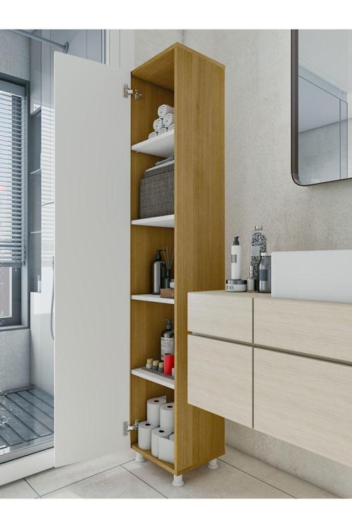 Çok Amaçlı Dolap Parlak Beyaz-Banyo Dolabı