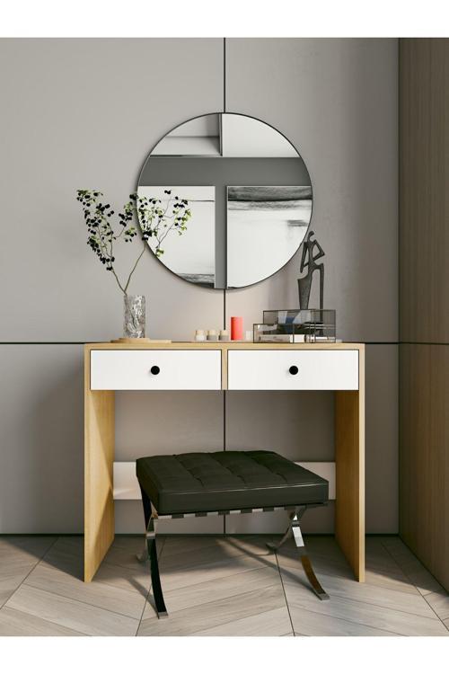 Makyaj Masası Parlak Beyaz-Marbella Takı Aksesuar Düzenleyici