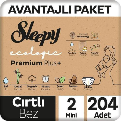 Ecologic Premium Plus Avantajlı Paket Bebek Bezi 2 Numara Mini 204 Adet