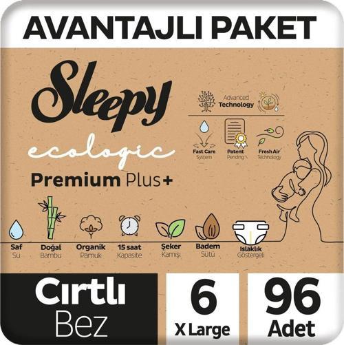 Ecologic Premium Plus Avantajlı Paket Bebek Bezi 6 Numara 96 Adet