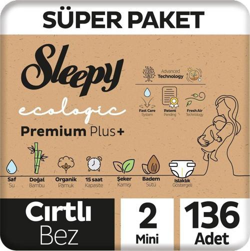 Ecologic Premium Plus Süper Paket Bebek Bezi 2 Numara Mini 136 Adet
