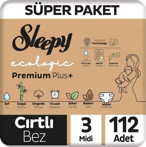 Ecologic Premium Plus Süper Paket Bebek Bezi 3 Numara Midi 112 Adet