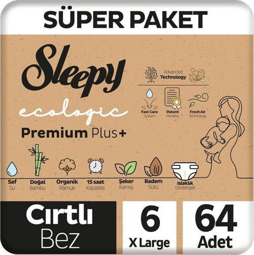 Ecologic Premium Plus Süper Paket Bebek Bezi 6 Numara Xlarge 64 Adet