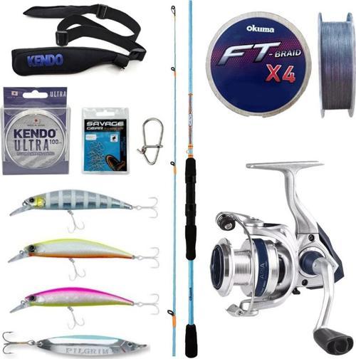 YekOutdoor Okuma Spin Seti Okuma Fuel Spin 2,74 cm 7-30 gr 2 Parça Spin Kamışı-Okuma ARIA-C4000a 1BB Olta Makinesi