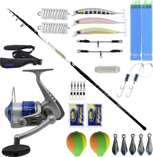 YekOutdoor Full Takım Olta Seti Kendo Azurro Surf 420cm 200 gr Teleskopik Olta Kamışı&Kendo Sea Power 5000 Olta Makinesi