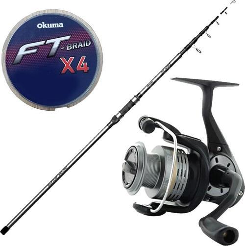 YekOutdoor Surf Oltası Seti Okuma Revenger Tele Surf 420 cm 4 Parça Surf Kamışı&Okuma Revenger RV-65 FD Olta Makinesi