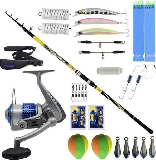 YekOutdoor Full Takım Olta Seti Kendo Spigola Surf 420cm 100-200 gr Teleskopik Kamış&Kendo Sea Power 5000 Olta Makinesi