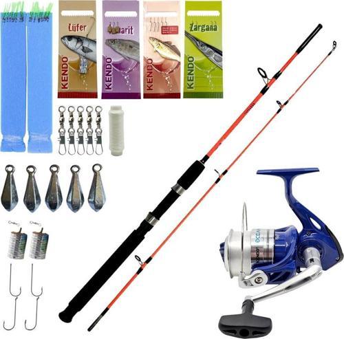 YekOutdoor Tekne Olta Seti Kendo Holiday Boat 1.50m 100-250gr 2 Parça Olta Kamışı&Kendo Oceancast 8000 3+1BB Olta Makine