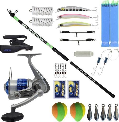 YekOutdoor Full Takım Olta Seti Kendo Suro Surf 420cm 100-200gr Teleskopik Olta Kamışı&Kendo Sea Power 6000 Olta Makines