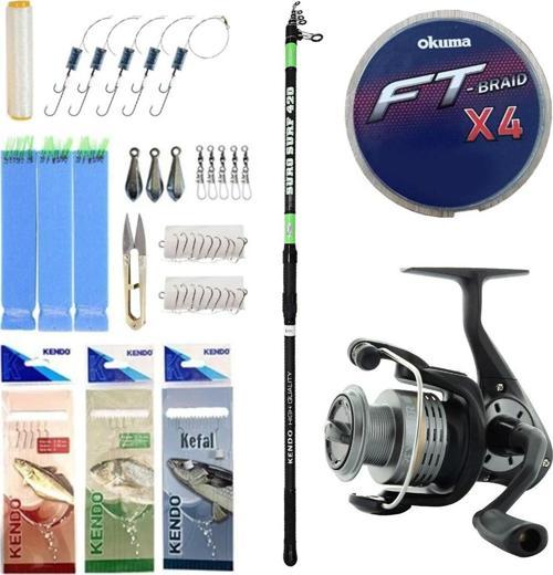 YekOutdoor Hazır Olta Seti Kendo Suro Surf 420cm 100-200gr Olta Kamışı&Okuma Revenger RV-65 FD Olta Makinesi