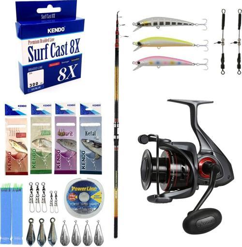 YekOutdoor Yüksek Kalite Hazır Olta Seti Okuma Savant Surf 420 cm 4 Parça Surf Kamışı&Okuma Ceymar C-6000A Dark Grey 7+1