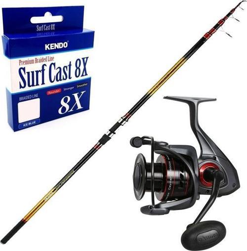 YekOutdoor Yüksek Kalite Hazır Olta Seti Okuma Savant Surf 420 cm 4 Parça Surf Kamışı&Okuma Ceymar C-8000A Dark Grey 7+1
