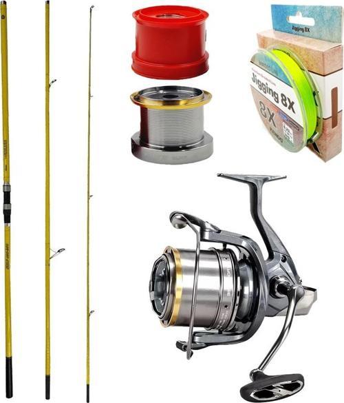 YekOutdoor Yüksek Performans Okuma Olta Seti Okuma Makaira Surf 4,50 cm 100-250 3 Parça Yellow Surf Kamışı&Okuma Flite S