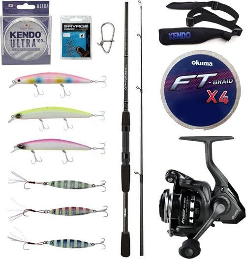 YekOutdoor Okuma Spin Olta Seti Okuma Wave Power 8'0 2.44 cm 15-40 gr 2 Parça Spin Kamışı&Okuma Acuador ACU-3000A 3+1BB 