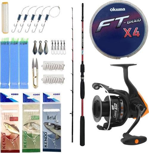 Tekne Oltası Seti Kendo Sea Bream 1.65m up to 150gr 2 Parça Olta Kamışı&Okuma JAW-55 3+1BB Olta Makinesi