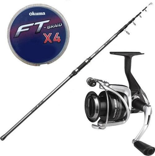 Yüksek Kalite Hazır Olta Takımı Okuma Alaris Tele Surf 420 cm 100-200 gr Surf Kamışı&Okuma Safina SN-8000 1+