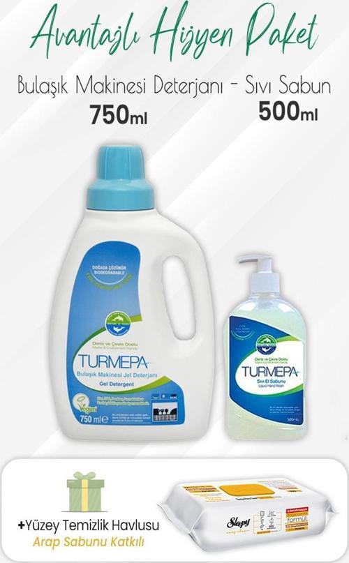Bulaşık Makinesi Deterjanı 750 ml, Sıvı Sabun 500 ml ve Arap Sabunlu 100'lü