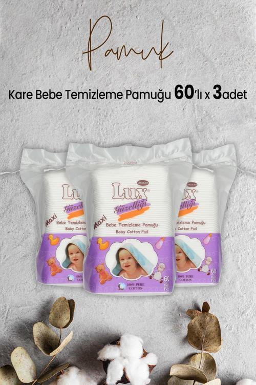 Kare Bebe Temizleme Pamuğu 60' lı x 3 Adet