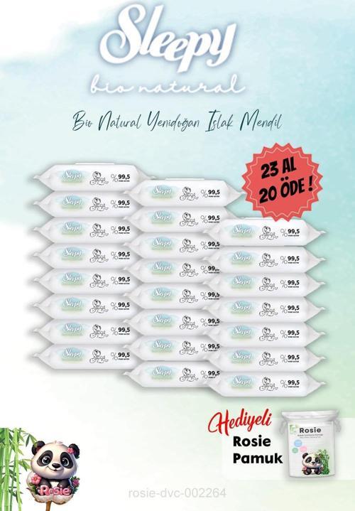 Bio Natural Yenidoğan Islak Havlu 40'lı 23 Al 20 Öde ve Rosie Hediye