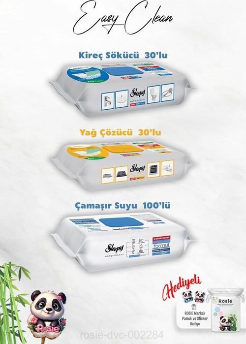 Çamaşır Suyu Katkılı 100'lü, Kireç ve Yağ Çözücü 30'lu ve Rosie Hediye