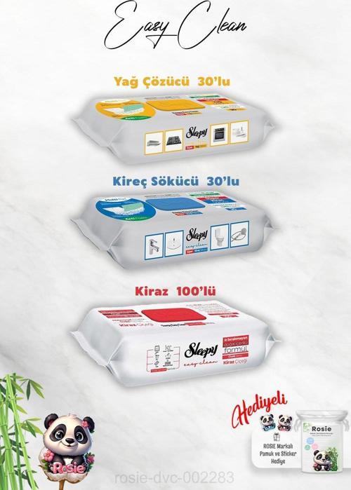 Easy Clean Kiraz Çiçeği 100'lü, Kireç ve Yağ Çözücü 30'lu ve Rosie Hediye