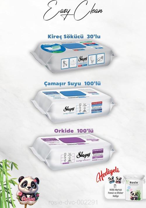 Easy Clean Orkide ve Çamaşır Suyu Katkılı 100'lü, Kireç Sökücü 30'lu ve Rosie Hediye