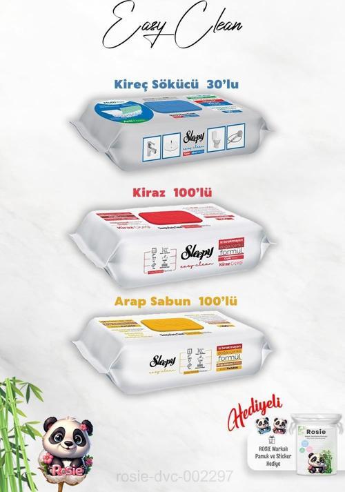 Kireç Sökücü 30'lu, Kiraz ve Arap Sabun Katkılı Sleepy 100'lü Temizlik Havlusu ve Rosie Hediye