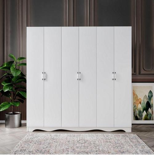 Free 6 Kapaklı 2 Çekmeceli Modern Modüler Gardırop, Elbise Dolabı - Tamamı 1. Kalite Mdf