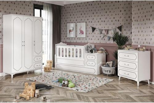 Hayal Modern Bebek Odası Takımı Beyaz - 3 Parçalı Tamamı 1. Kalite Mdf
