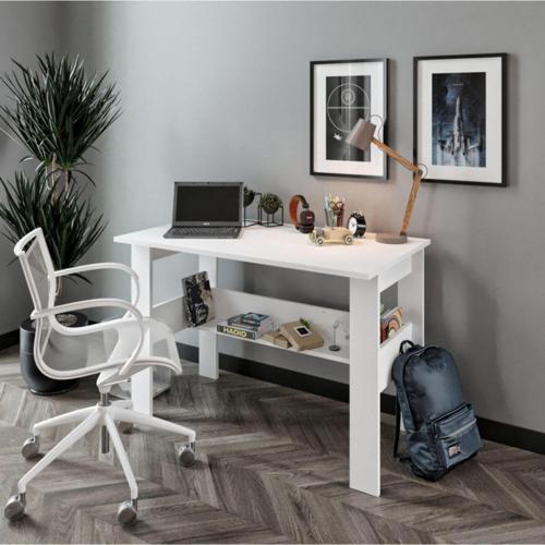 Study Raflı Çalışma Masası Bilgisayar Masası Ofis Masası Beyaz - Tamamı 1. Kalite Mdf