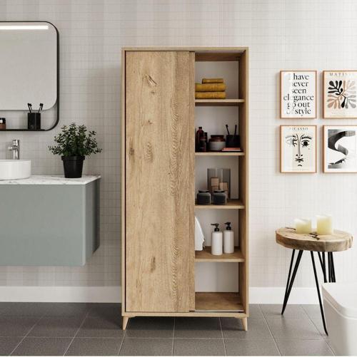 Sürgülü Çok Amaçlı Banyo Dolabı Meşe - Tamamı 1. Kalite Mdf