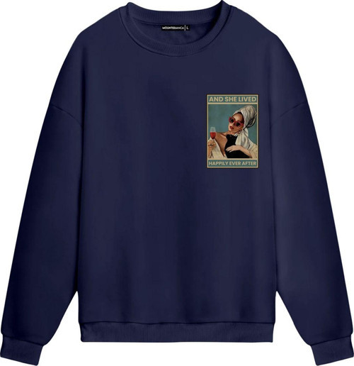 Unisex And She Lived - Regular Sweatshirt Royal Mavi M