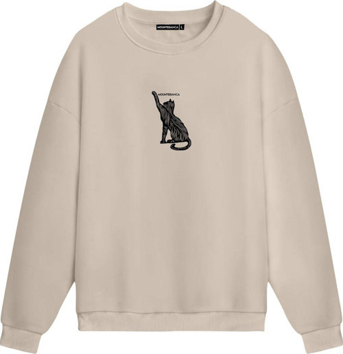 Unisex Cat - Regular Sweatshirt Krem M