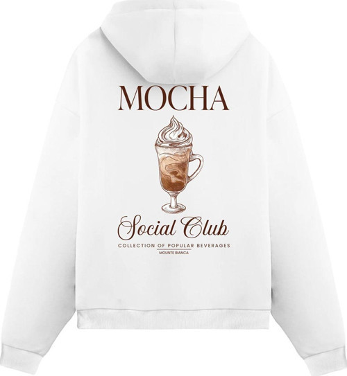 Unisex Mocha - Regular Hoodie Beyaz L