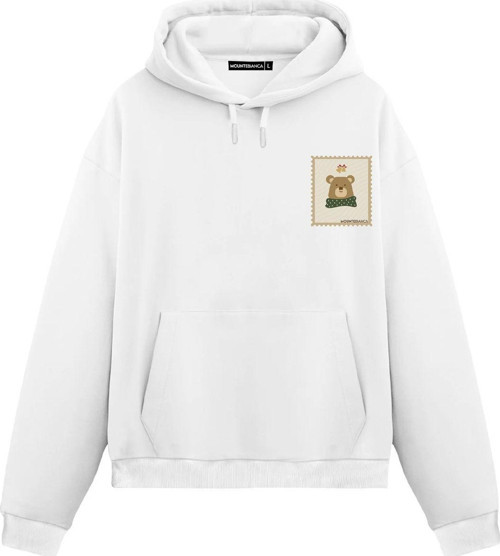 Unisex New Year Bear - Regular Hoodie Beyaz S