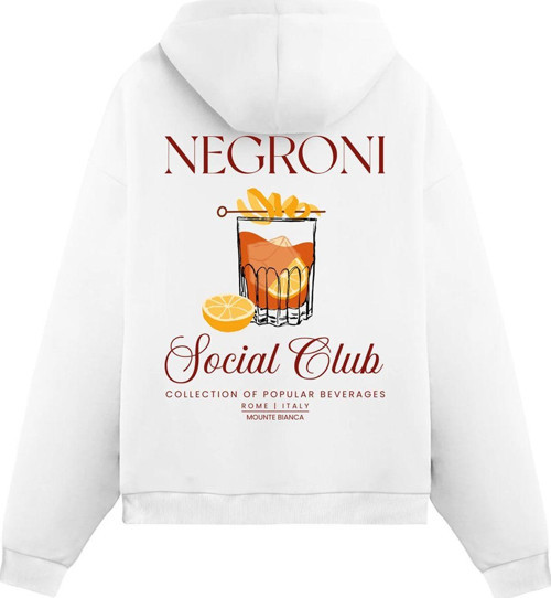 Unisex Negroni - Regular Hoodie Beyaz XL