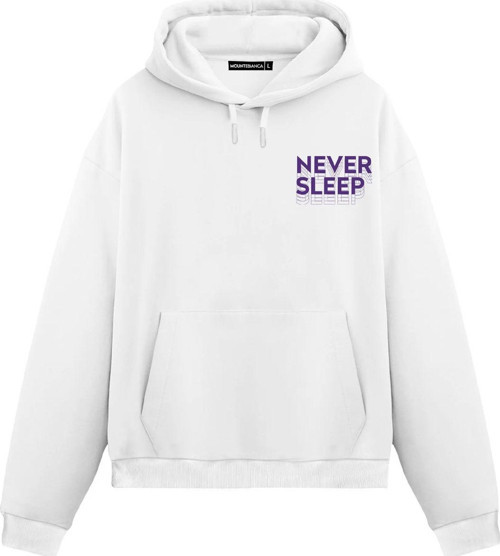 Unisex Never Sleep - Regular Hoodie Beyaz XL