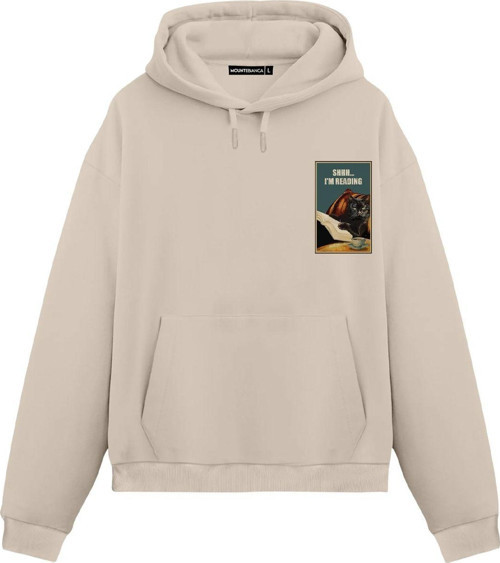 Unisex Shhh... I Am Reading - Regular Hoodie Krem M