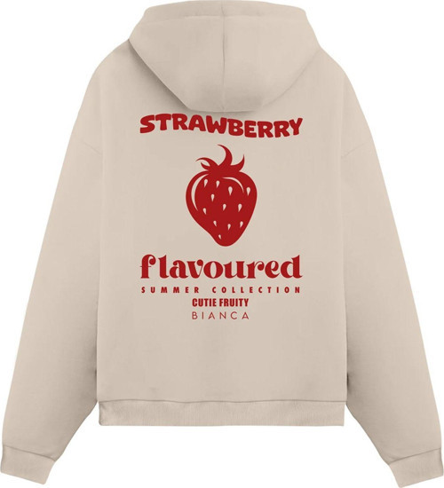Unisex Strawberry - Regular Hoodie Krem M