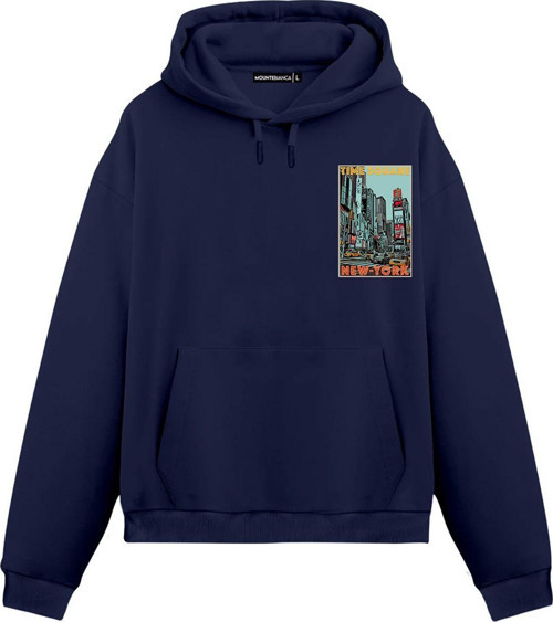 Unisex Time Square - Regular Hoodie Royal Mavi S