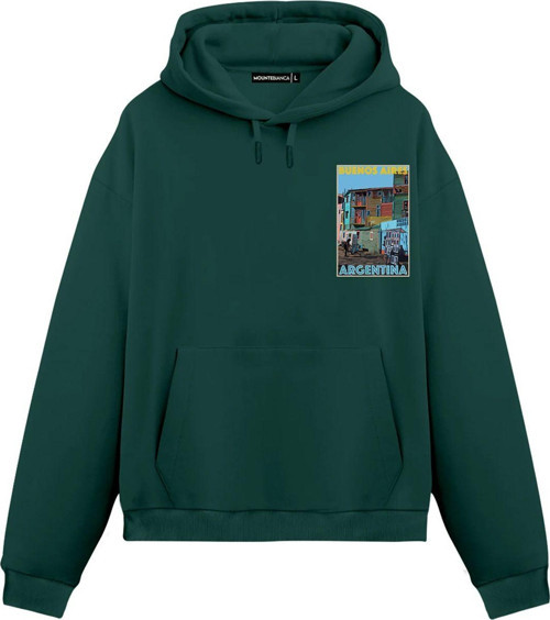 Unisex Buenos Aires - Regular Hoodie Yeşil S