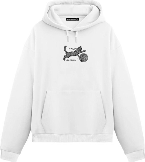 Unisex Gatto II - Regular Hoodie Beyaz S