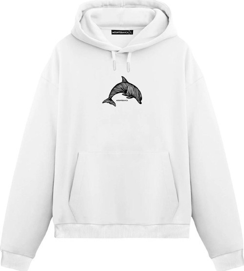 Unisex Yunus Balığı - Regular Hoodie Beyaz XL