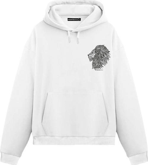 Unisex Lion - Regular Hoodie Beyaz 2XL