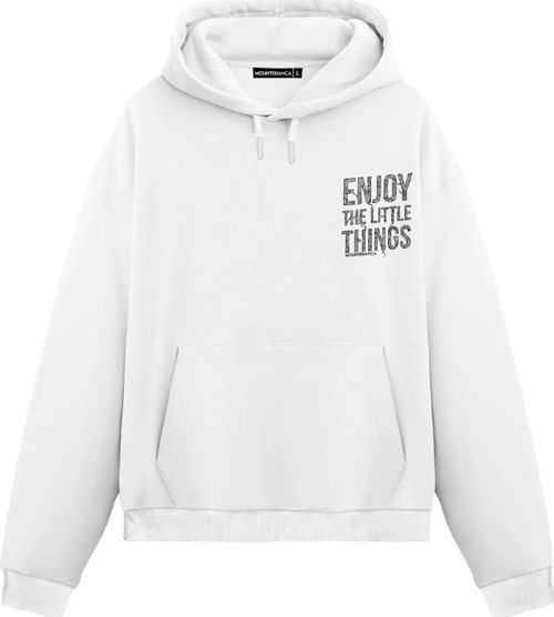 Unisex Enjoy - Regular Hoodie Beyaz S
