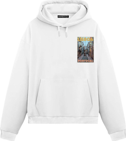 Unisex Lisboa - Regular Hoodie Beyaz XL